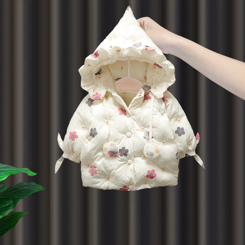 雅鹿宝宝羽绒棉服冬装1女童加绒保暖棉袄3岁儿童连帽过年拜年棉衣