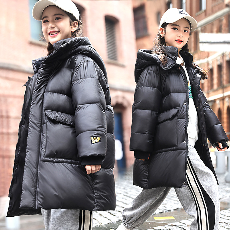 雅鹿女童羽绒服2023新款中长款儿童加厚羽绒棉服中大童冬保暖外套