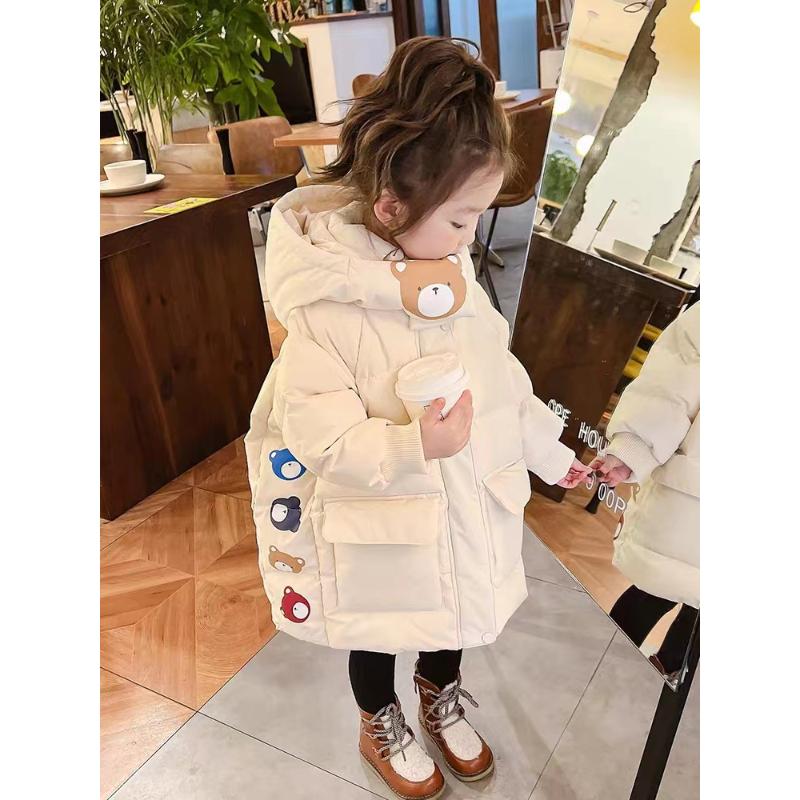 雅鹿女童羽绒服2023新款中长款冬季显瘦加厚小童棉袄棉衣宝宝洋气
