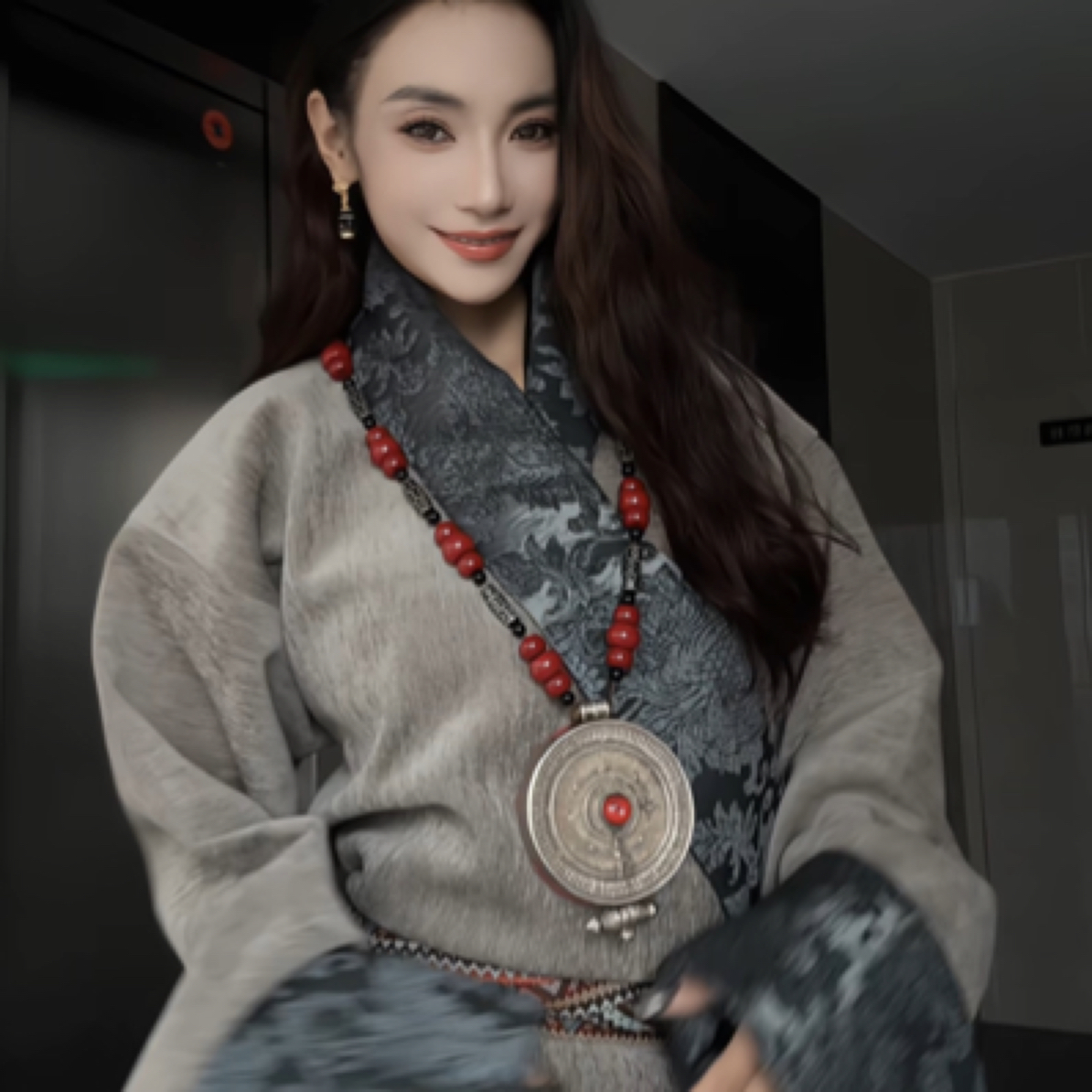 雪尼尔复合花边金卡【不丹藏袍】民族风款双十一送腰带