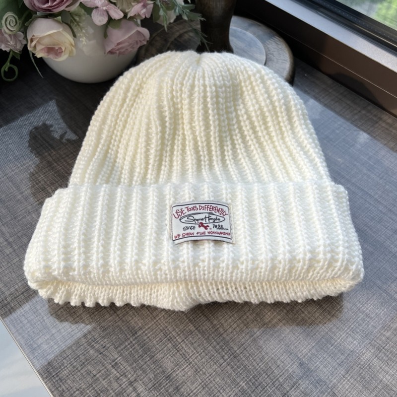 帽子女秋冬季休闲百搭帖布针织毛线帽简约双层加厚保暖堆堆冷帽潮