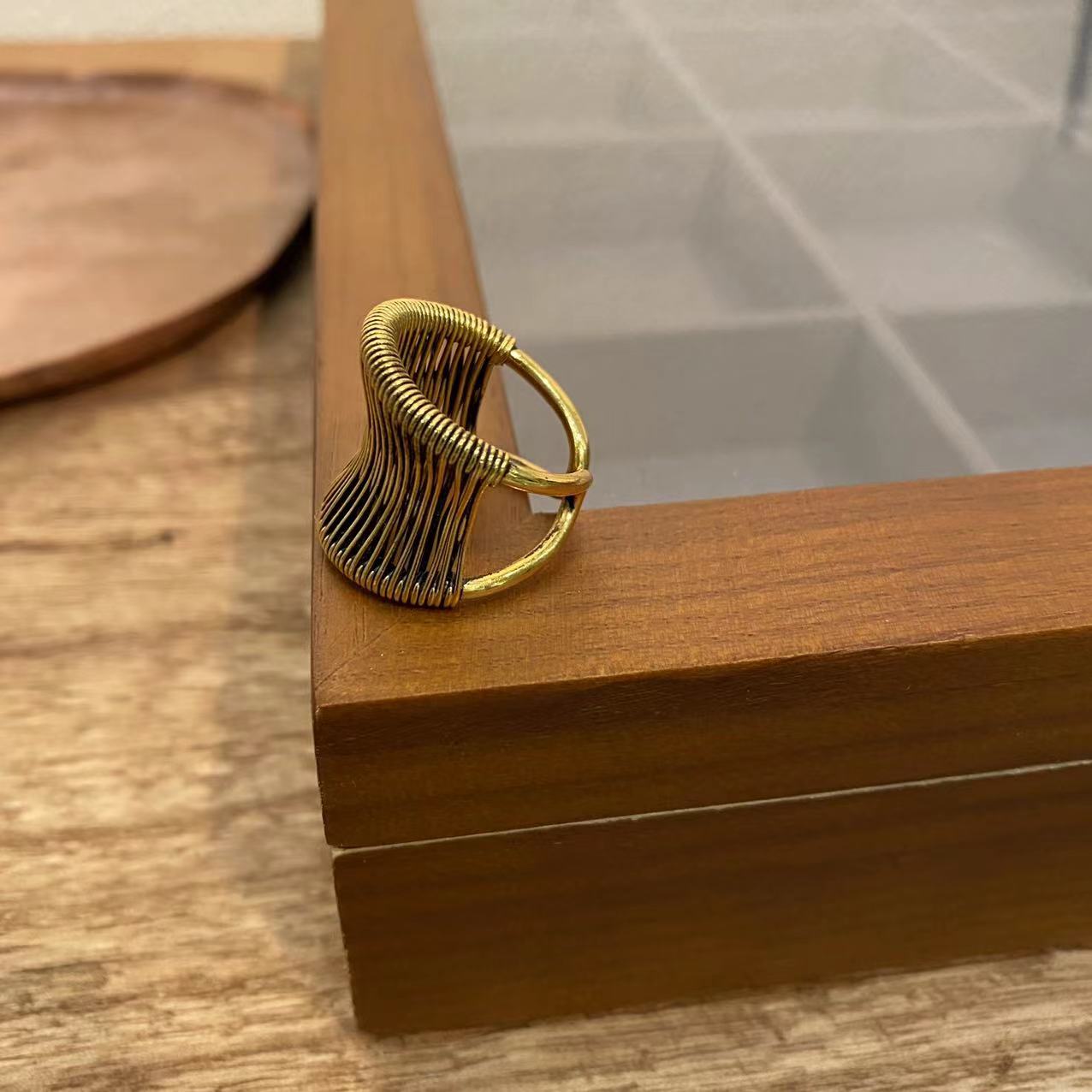 925银戒指 S925银纯手工缠丝简约时尚个性宽版时尚戒指轻奢百搭