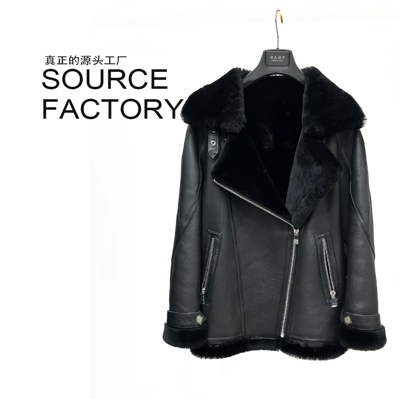 反季特惠皮毛一体外套女款机车服中长款原生态羊皮毛一体休闲女士
