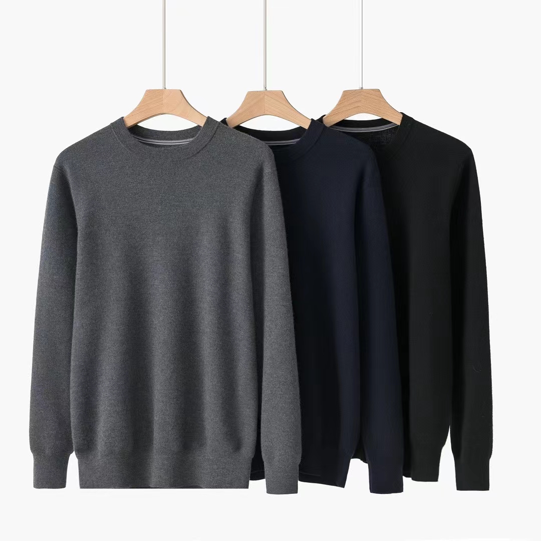 纯羊绒精纺双提元领男套衫68支100分纯羊绒男女衫