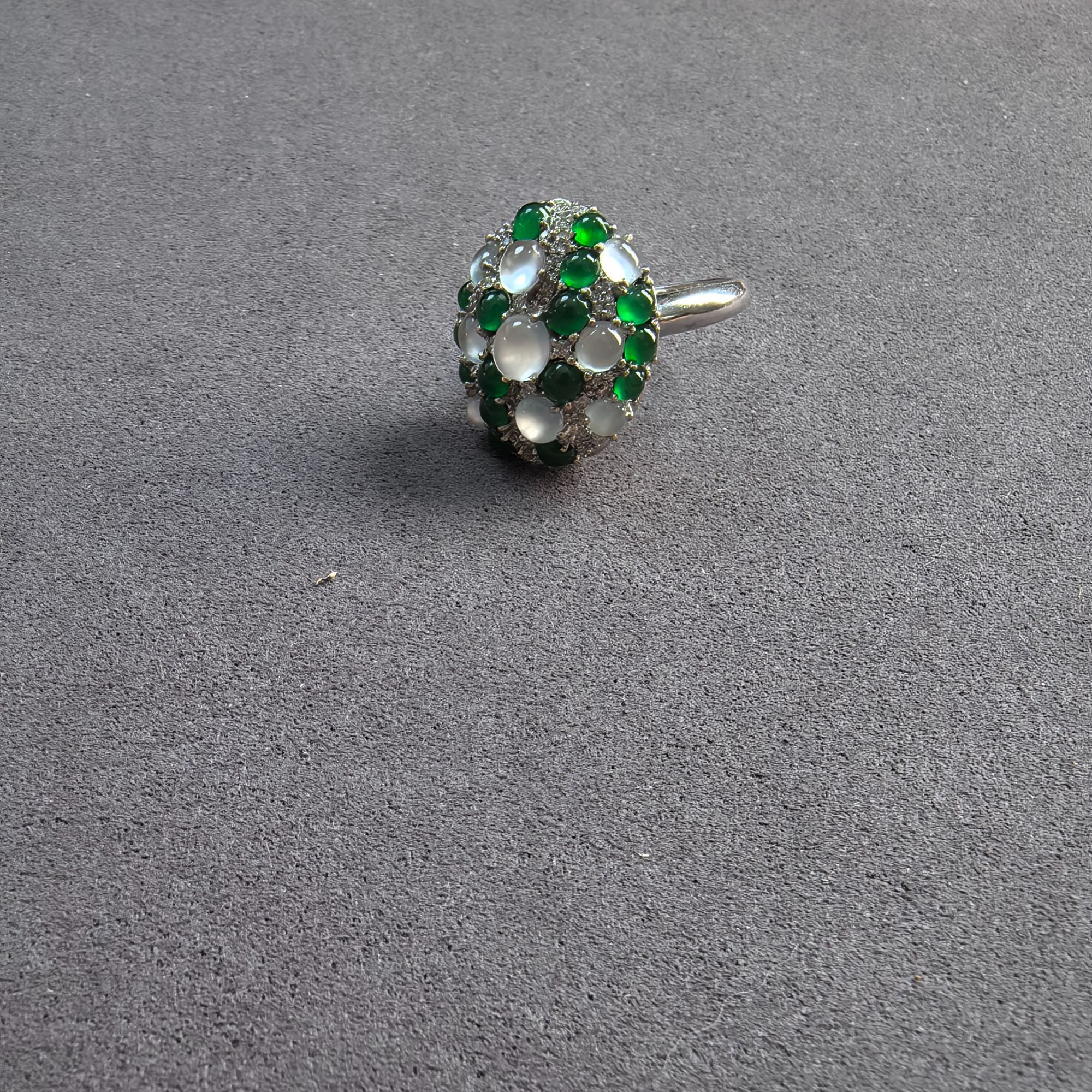 【翡翠织锦】18K金镶钻  翡翠戒指  圈口14轻奢气质时尚绿色镶嵌