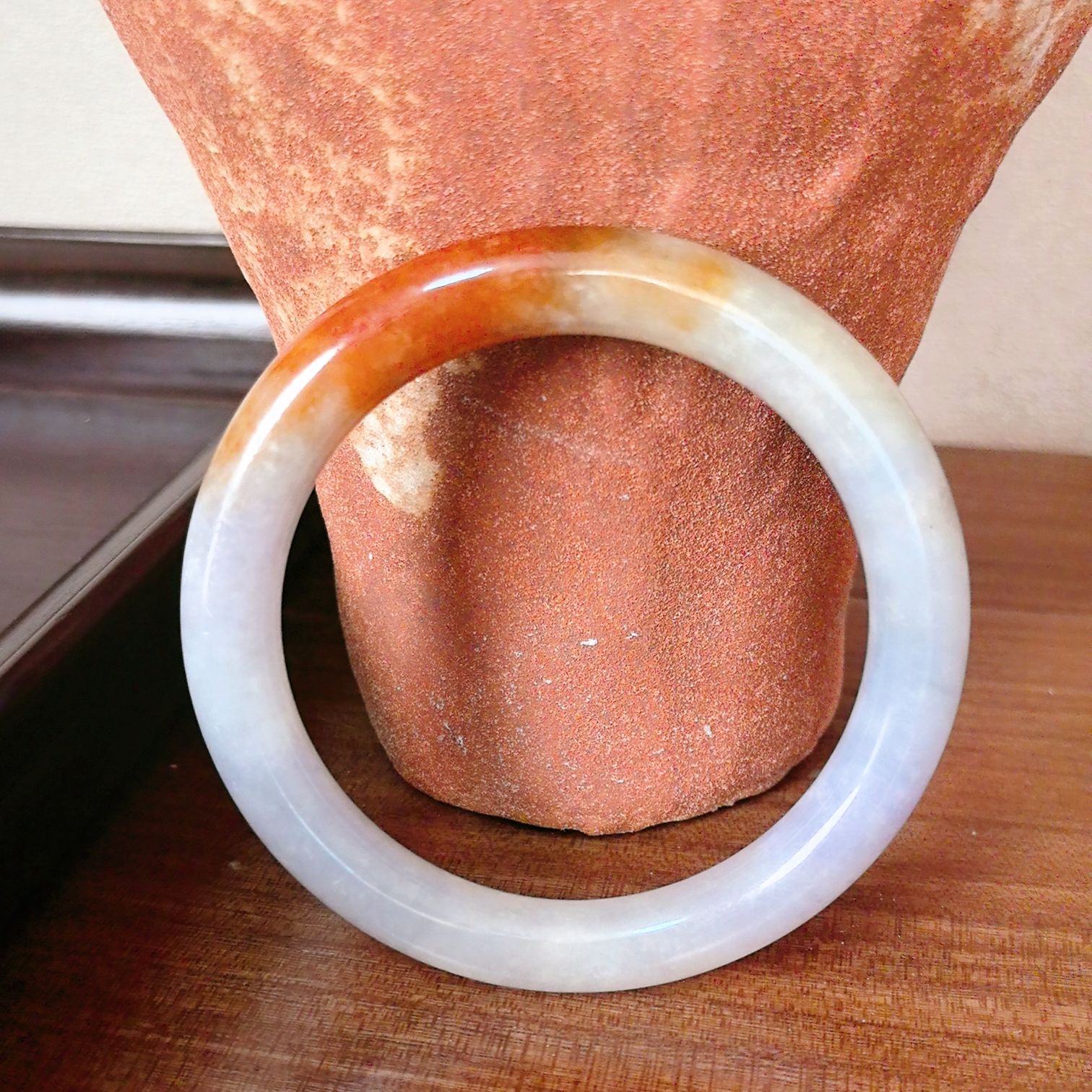 【翡翠织锦】翡翠红翡手镯  圈口58女款精美红翡手镯翡翠圆条手镯