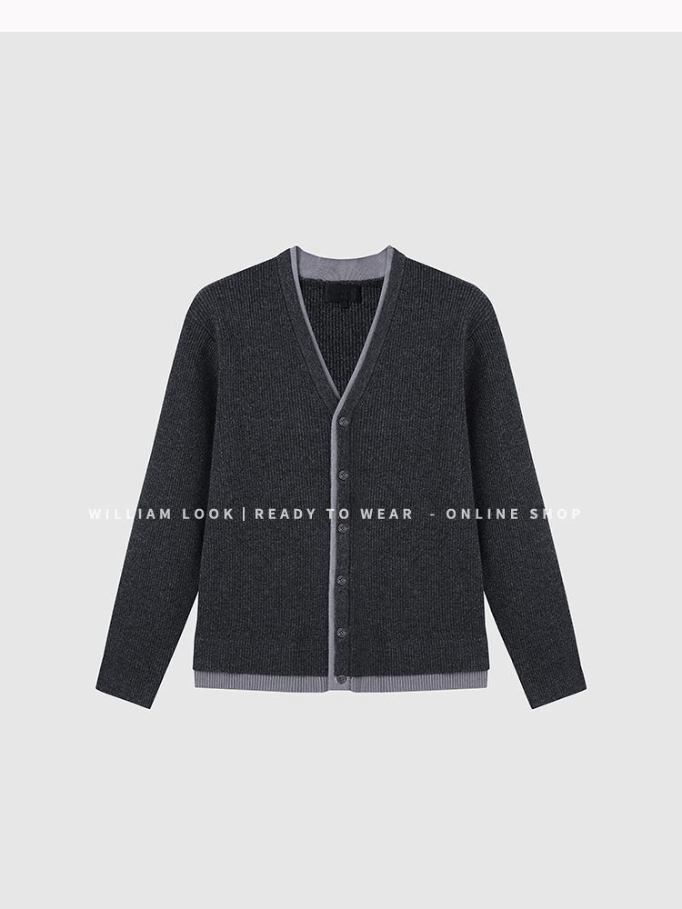 威廉威 男女同款【缪开衫】高定扬子纱665g重磅纯羊开衫外套V403