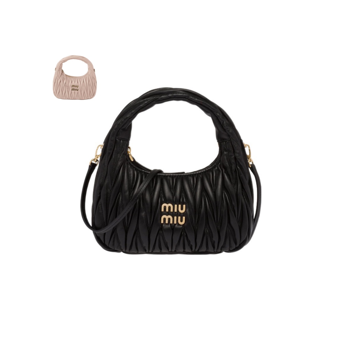 MIU MIU缪缪女士Wander羊皮hobo小号手提包单肩包MIU 5BC125