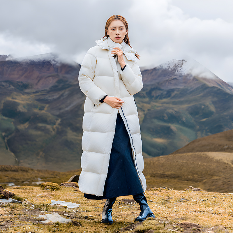 冰锦翎长款羽绒服女过膝加厚95白鸭绒400g极寒高端羽绒服东北漠河