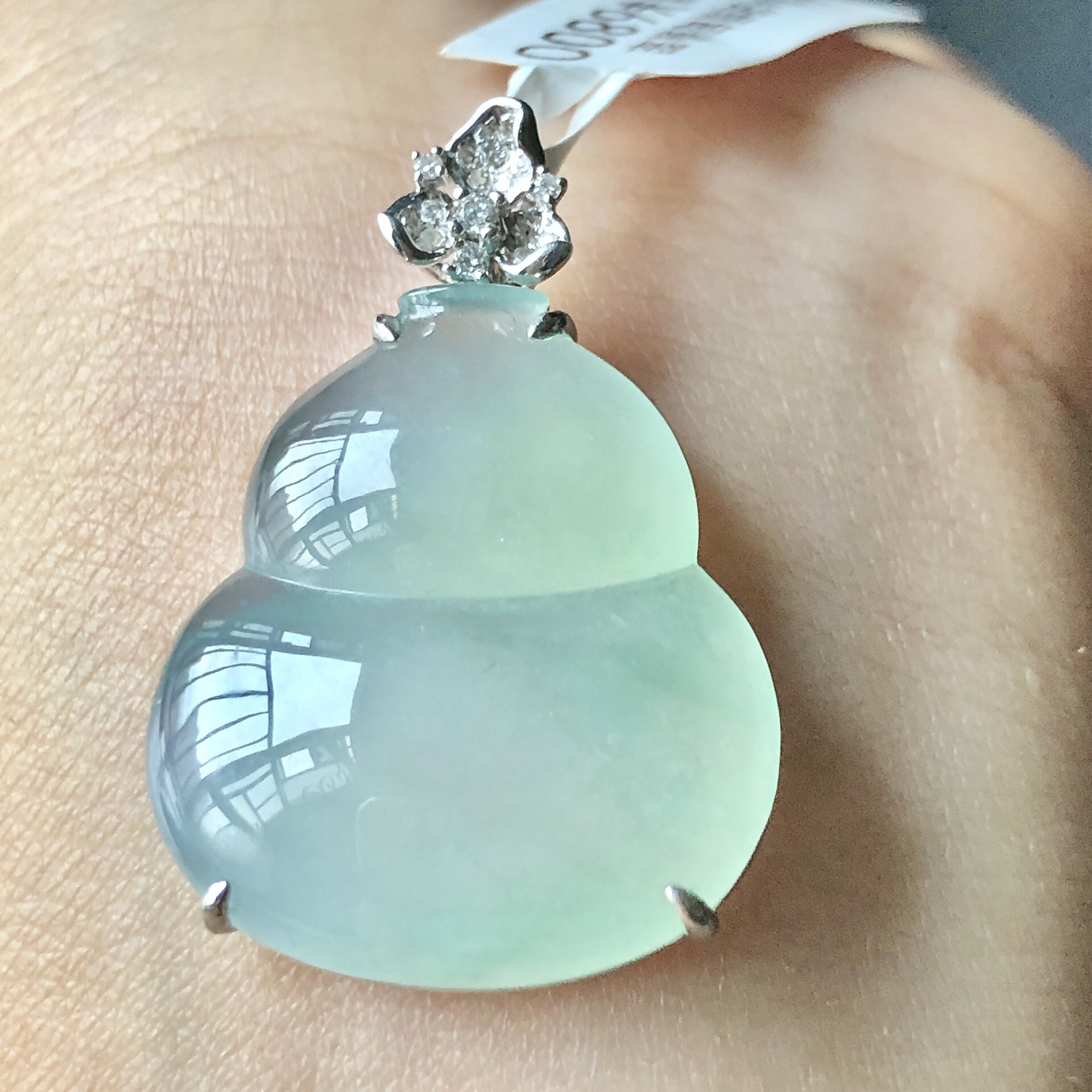 天然A货缅甸翡翠18k金镶嵌老坑冰种葫芦吊坠挂件裸石24.5/22/5.4