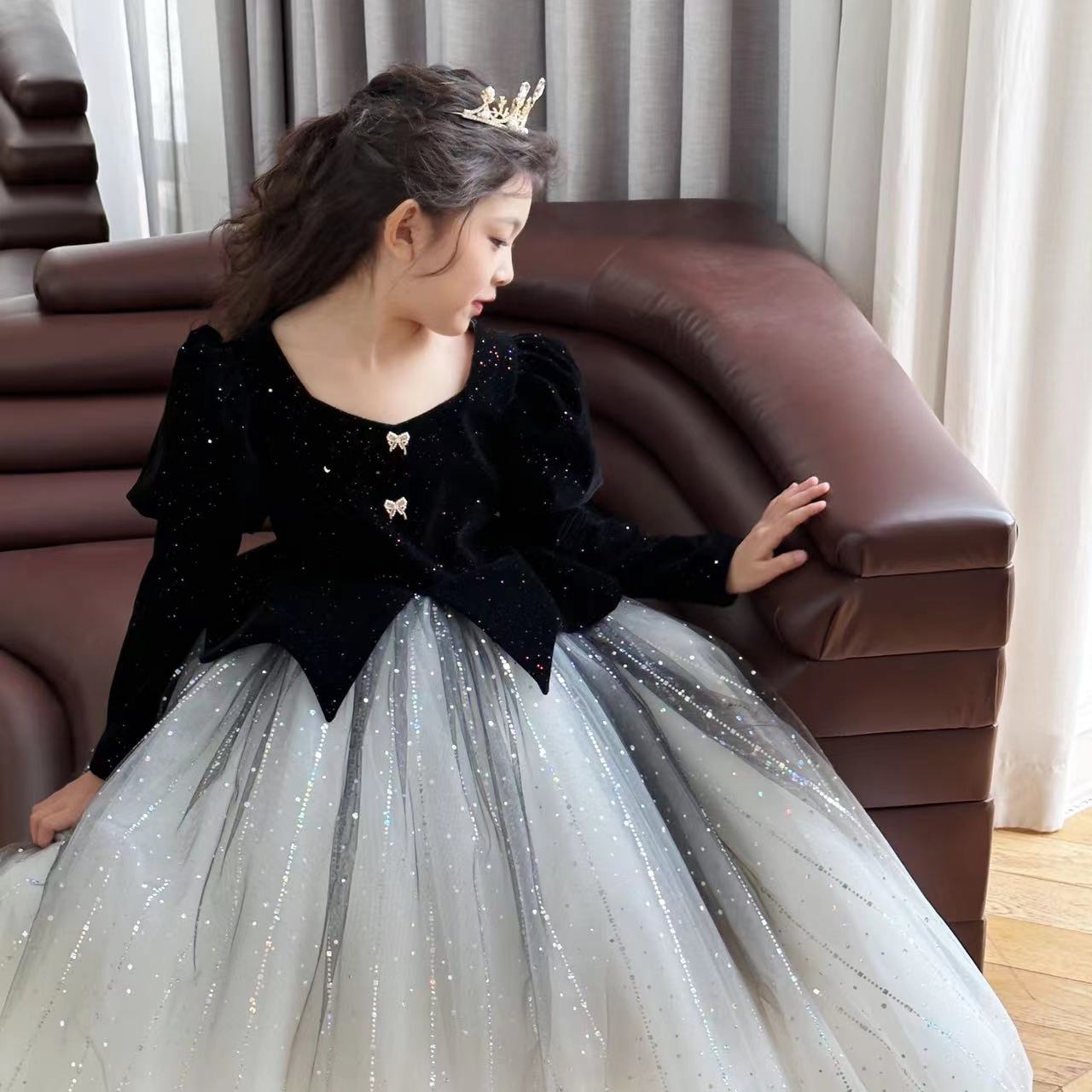 【奥黛丽】女童渐变丁达尔风主持晚礼服钢琴演出服儿童公主裙生日宴