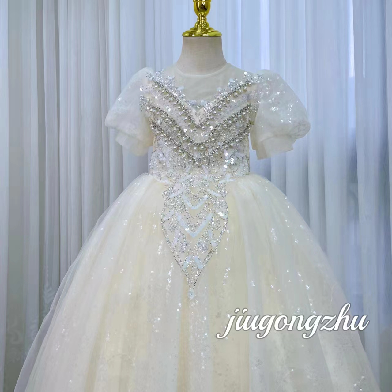 【百花玉兰长】女童渐变丁达尔风公主裙花童婚礼礼服儿童钢琴演出服