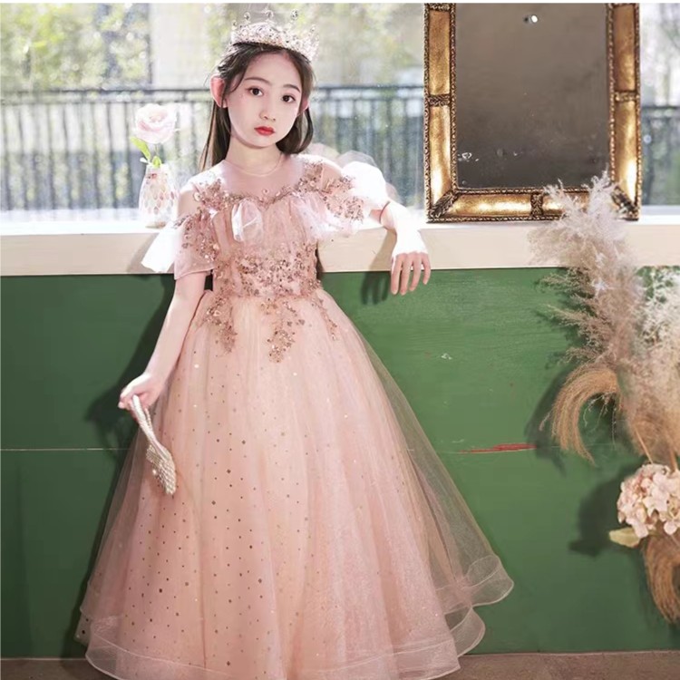 【樱花粉】儿童渐变丁达尔风公主裙高端礼服花童婚纱钢琴演出服女童