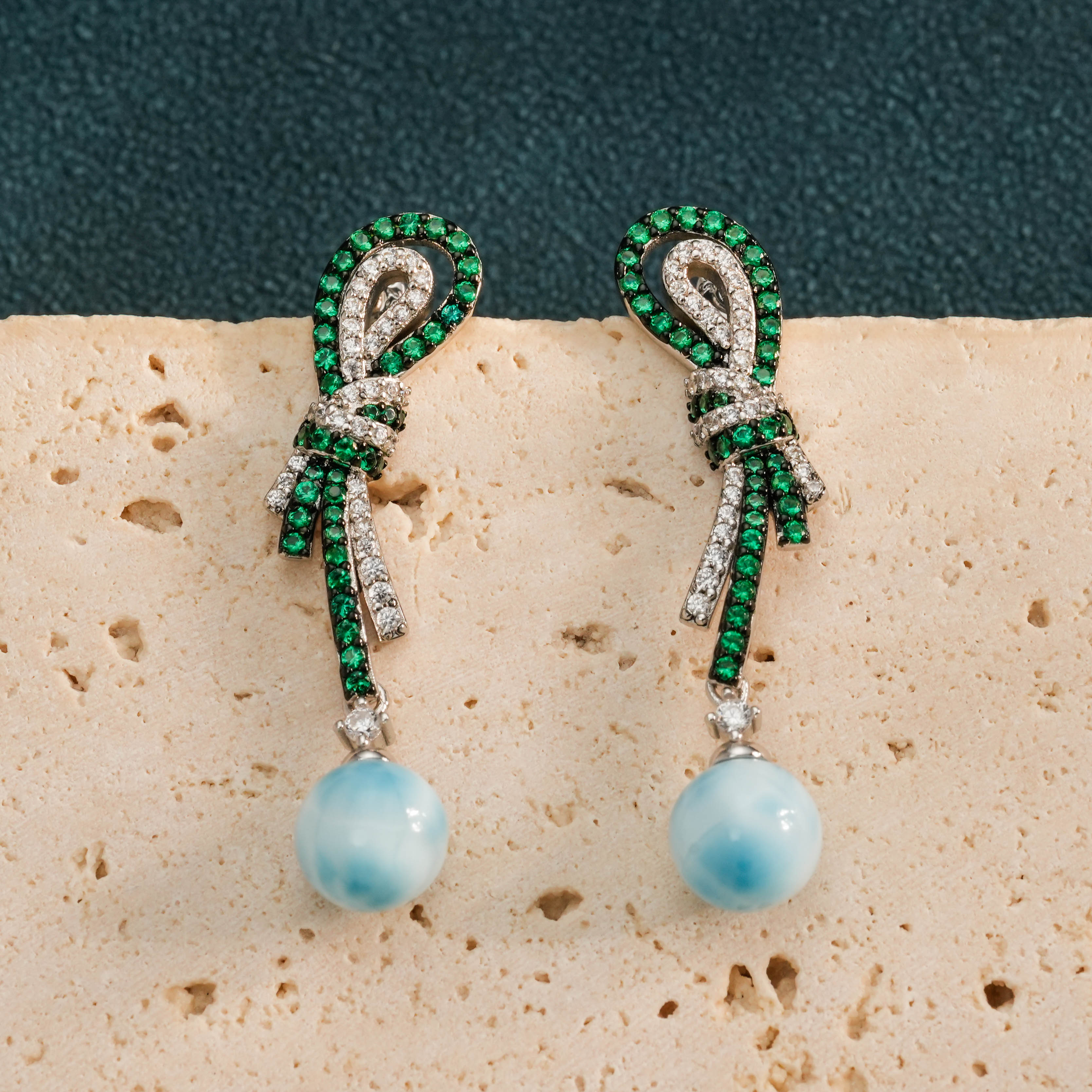 【奢小姐珠宝】手工海纹石耳坠-WH090