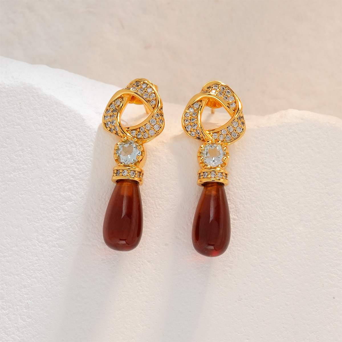 【奢小姐珠宝】皇室玫瑰石榴石耳坠-W1039