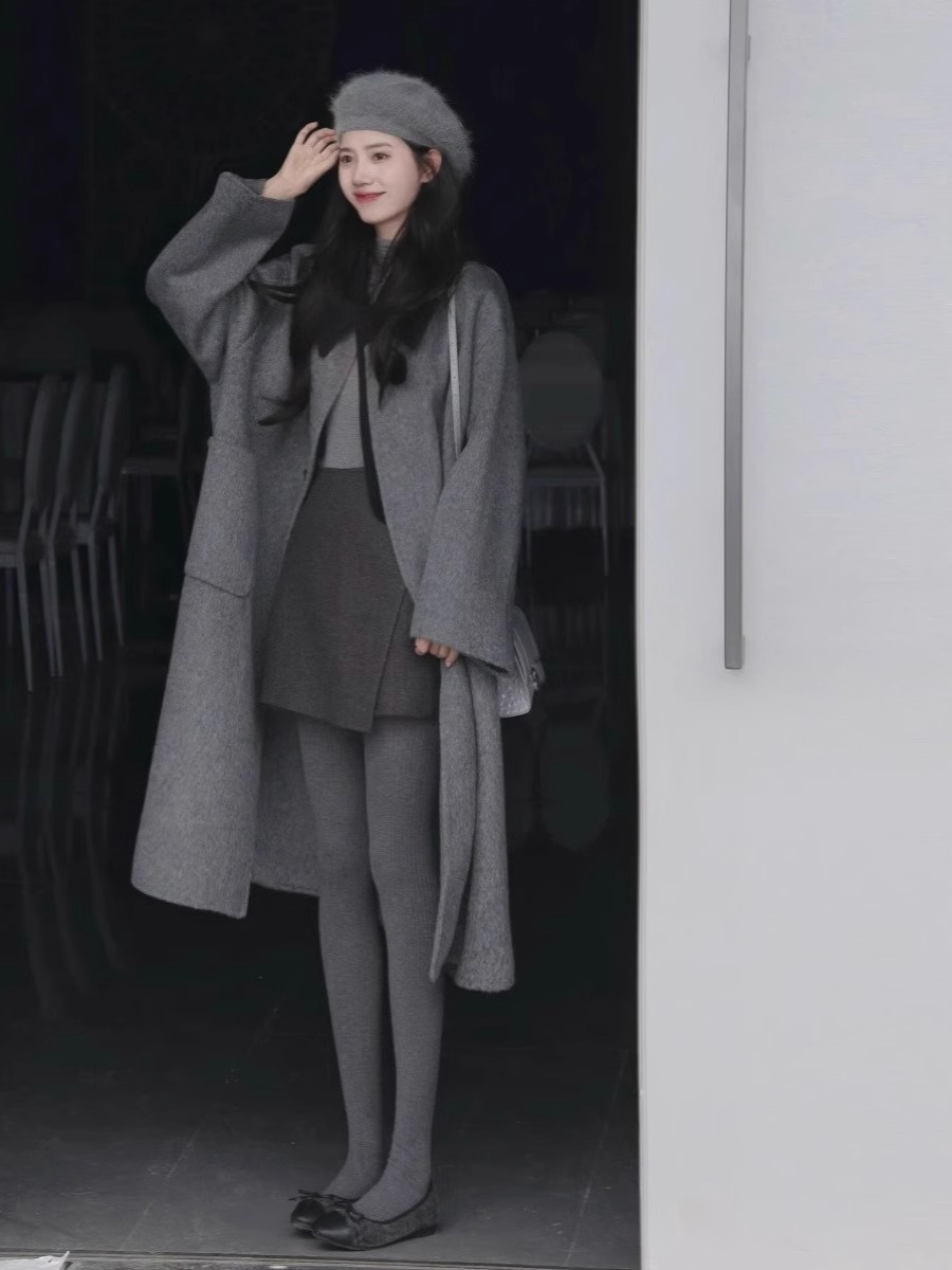 小香风灰色毛呢半身裙女秋冬短裙小个子高腰百搭休闲a字包臀短裙