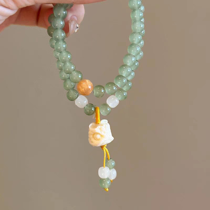 新中式醒狮双层叠戴串珠手链女简约冷淡清冷感手串高颜值古风手饰