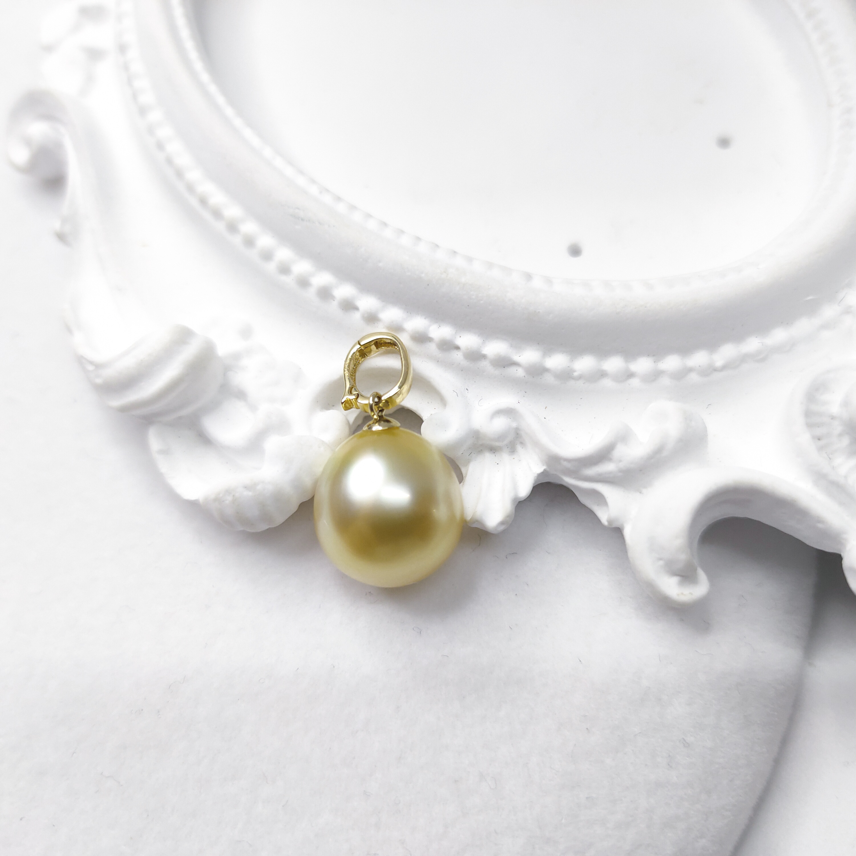 【缘美真珠DZ107】金珍珠水滴万能扣吊坠11-12MM样式多样性(赠银链