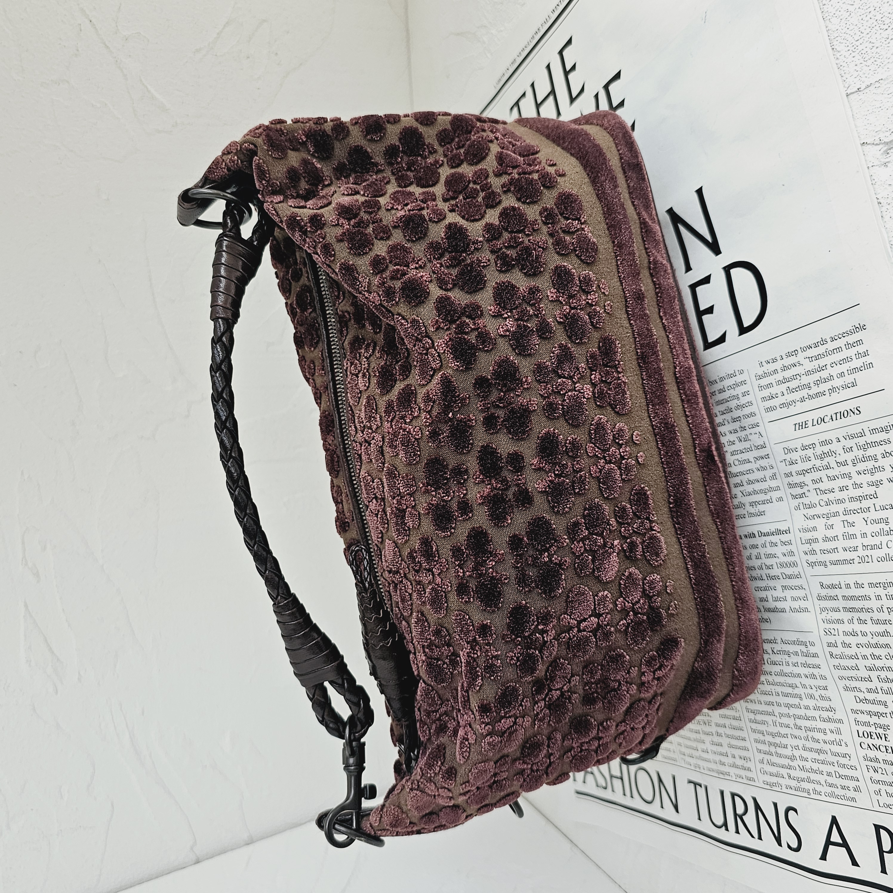 95新/BV蝴蝶丝绒复古饭盒遛狗包/GG/9758059