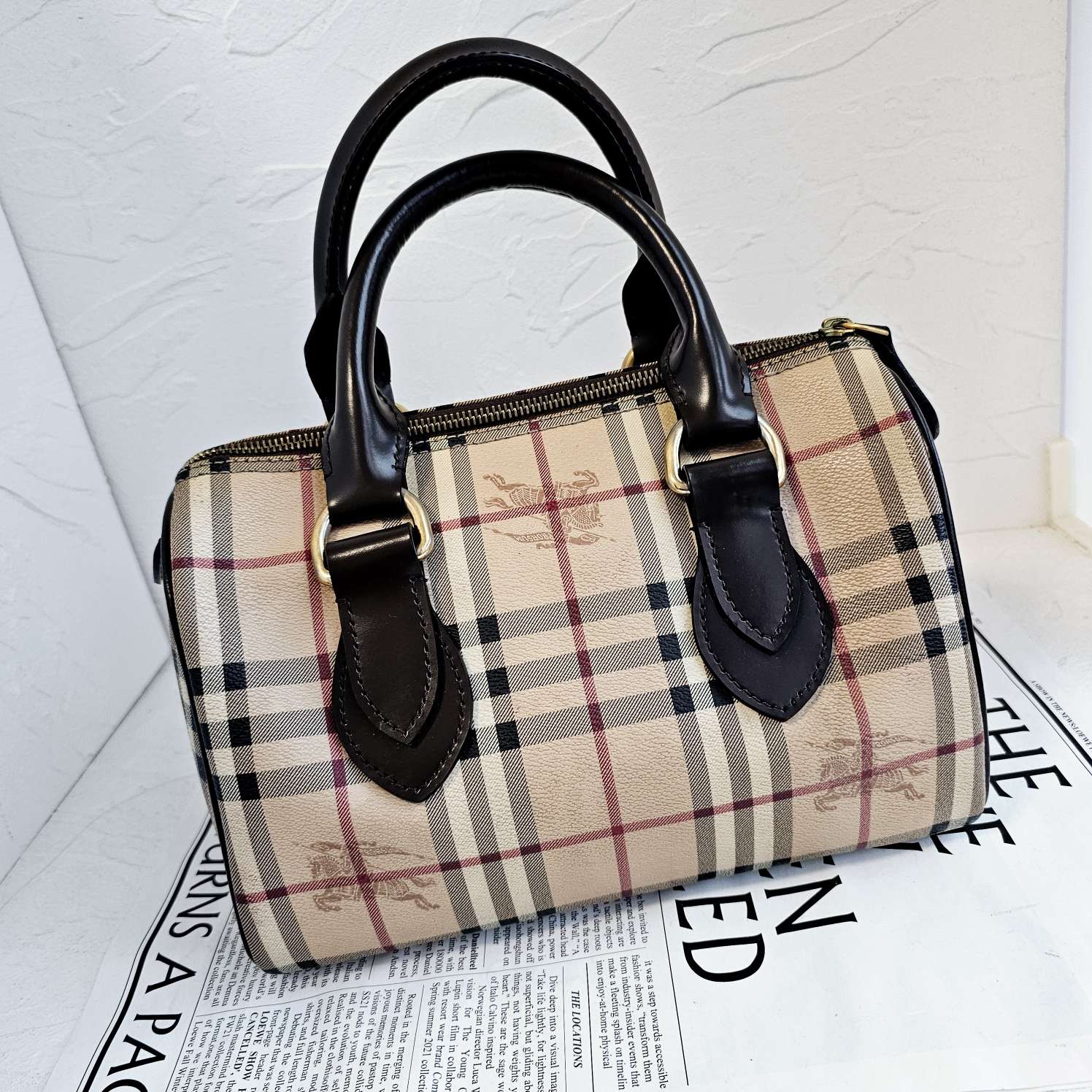 修复品/Burberry战马格纹波士顿手提包/GG/10511740