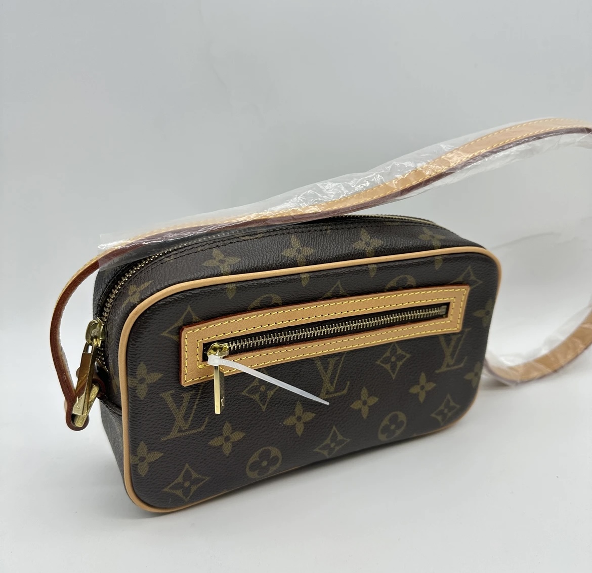 95新 LouisVuitton/路易威登 cite老花开口笑盒子包 腋下包相机包