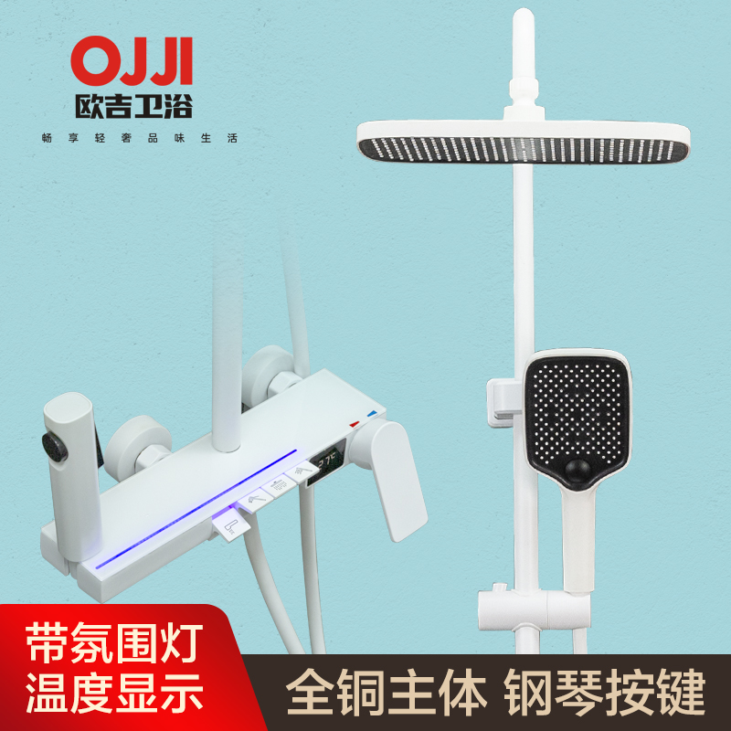 多功能数显控温增压淋浴花洒全铜主体