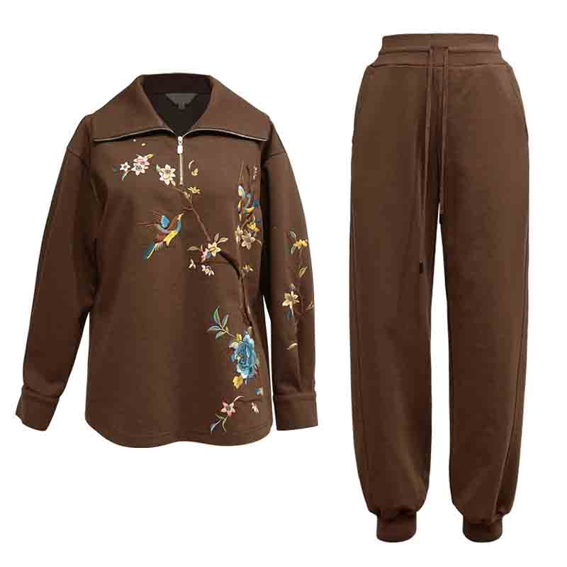 浒城古娘绵羊毛中国风宽松休闲女芳颜卫衣套装CMT18926+CMT19675