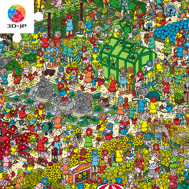 3D-JP成人高难度平面塑料拼图Where’sWally-花园迷踪4500片H2898