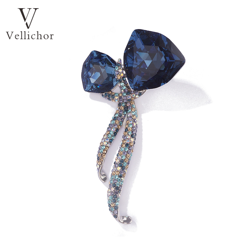 VELLICHOR 合金胸针 庄生梦蝶高级感蓝水晶蝴蝶胸针西装精致大衣