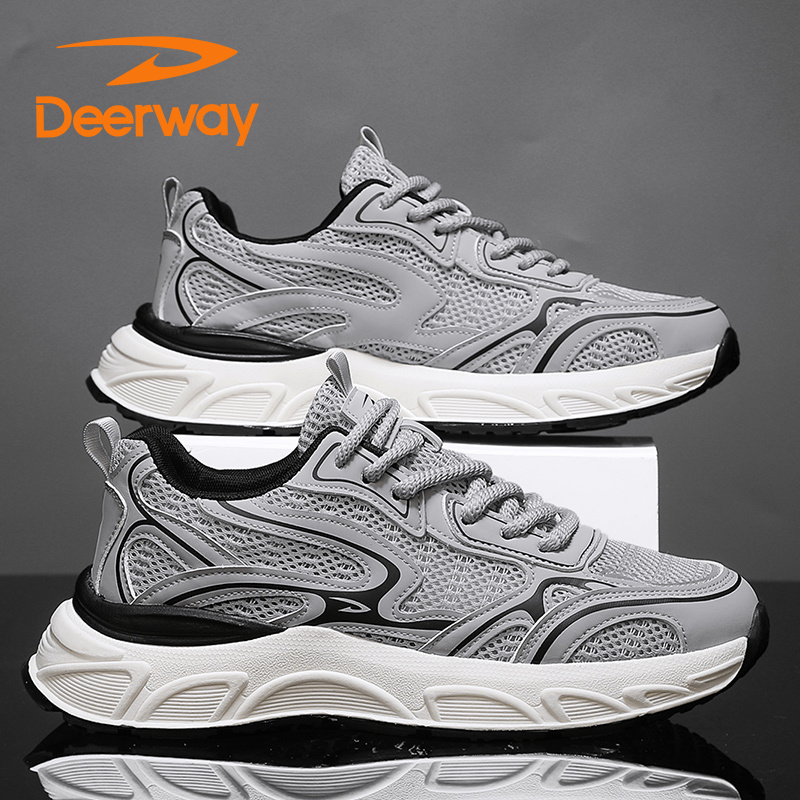 德尔惠休闲男鞋【风感波粒】秋季时尚老爹潮鞋耐磨透气网面跑步鞋