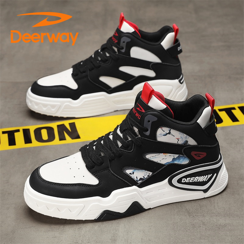 德尔惠潮流运动板鞋男士秋季百搭透气跑步鞋防滑耐磨厚底国风球鞋