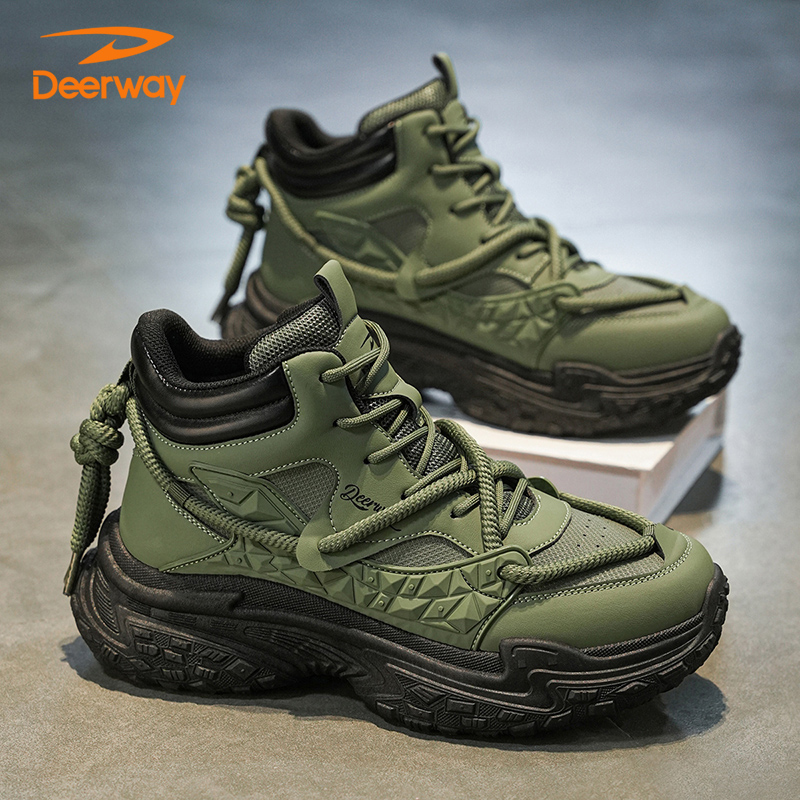 德尔惠男鞋2025秋季男士防滑户外潮流马丁靴厚底老爹潮鞋子