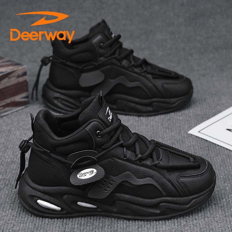 德尔惠爆款秋季运动男士休闲鞋百搭板鞋老爹潮鞋防滑厚底高帮户外