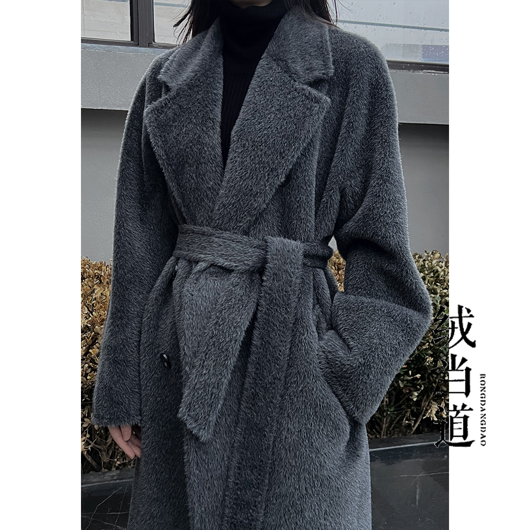 【冬姐精选】1349 经典宽松阔版100%羊驼毛休闲时尚大衣外套