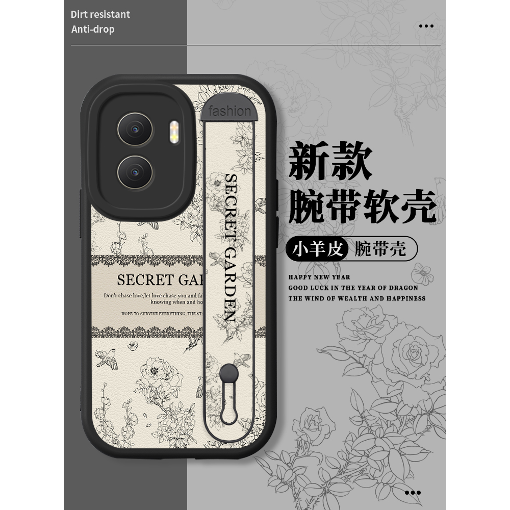 秘密花园荣耀x40i手机壳华为x30i新款x30max小羊皮ⅹ30腕带支架花