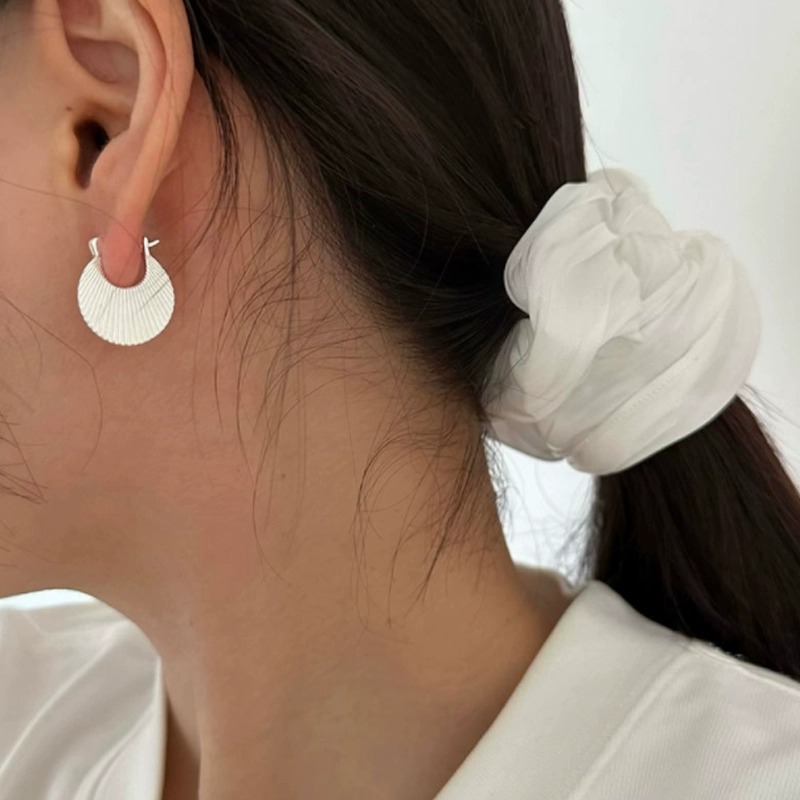 925银耳饰 s925纯银简约几何纹理褶皱手提包小众ins冷淡耳饰