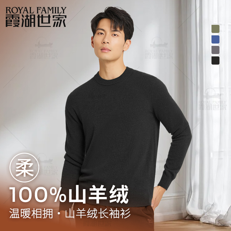 【100%山羊绒】霞湖世家 轻奢级软糯亲肤（走锭纺）羊绒长袖毛衫 170A