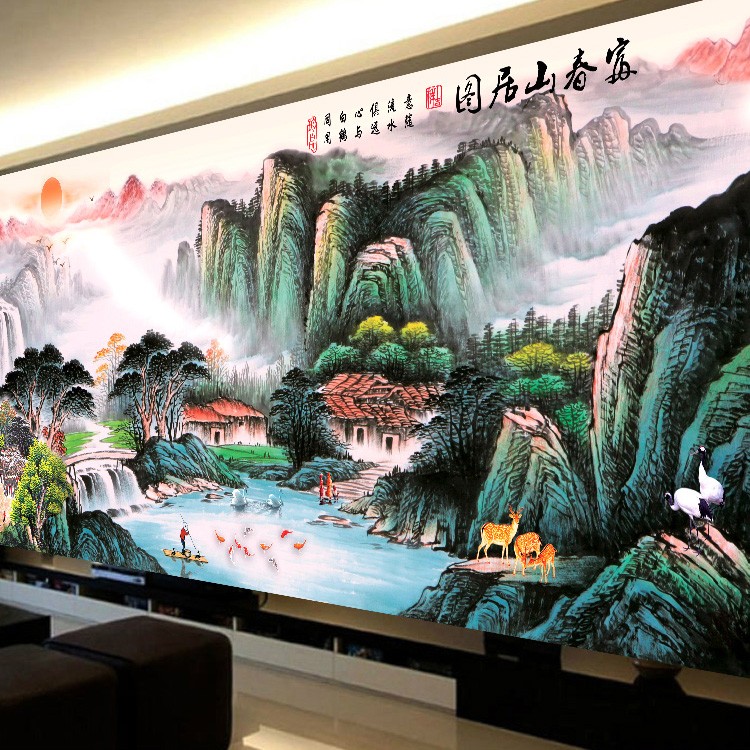 丽莎十字绣手工线绣富春山居图自己绣2023客厅新款山水画刺绣51色