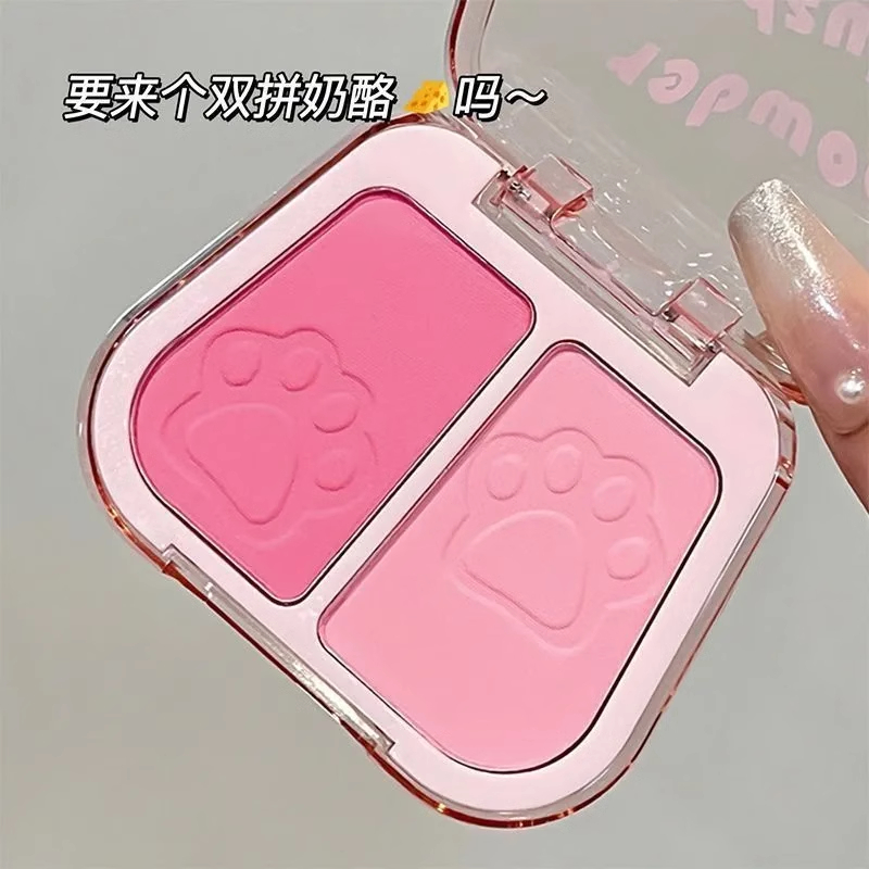 拿捏氛围感!猫爪双色腮红膨胀收缩色细腻自然提亮蜜桃粉显嫩胭脂