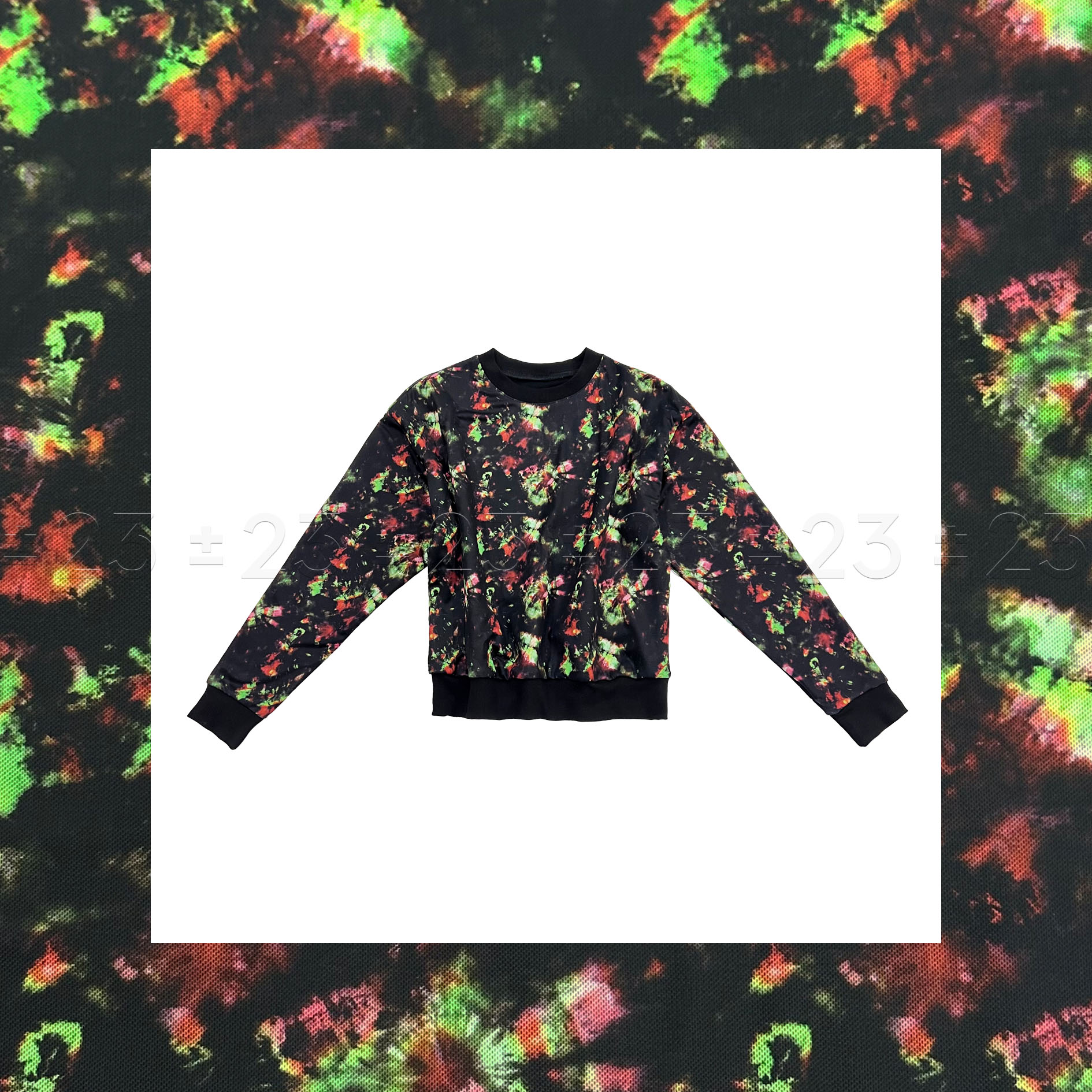 Kenny‘s ±23【双12烟花】FW24129黑色复古扎染风休闲圆领短款卫衣