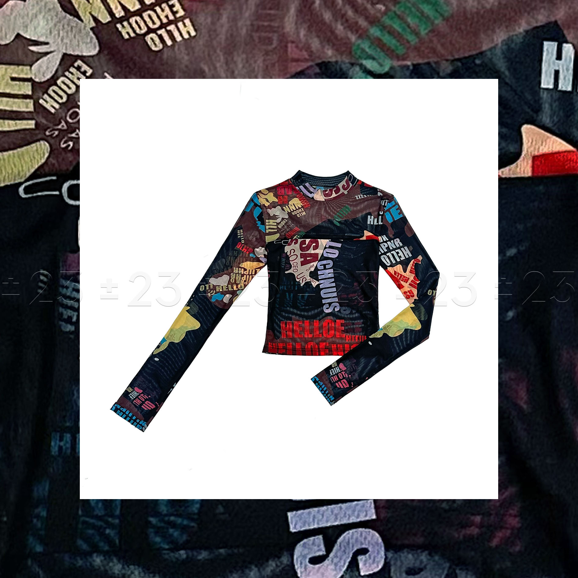 Kenny‘s ±23【Disco-618】SS25011黑色春夏复古风立领涂鸦网纱长袖