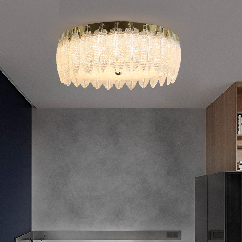 无品牌智能灯高级主卧室餐厅房间网红法式玻璃遥控器水晶吸顶灯
