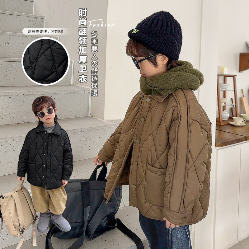 【现货加厚】X4006男童翻领棉服外套冬款冬装婴儿童装棉衣保暖上衣