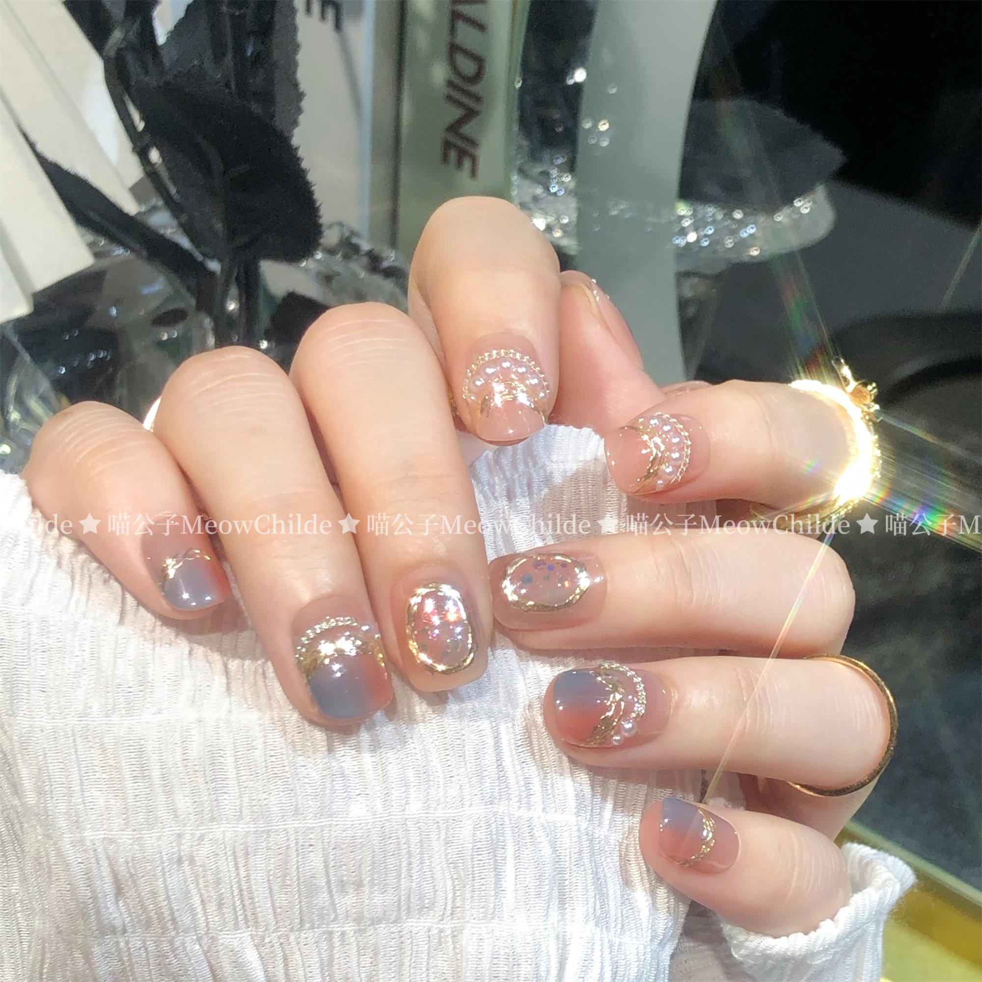 【月光宝盒】【喵公子】纯手工穿戴甲可拆卸美甲光疗甲