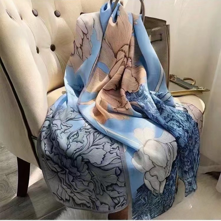 L034 # 蓝玫瑰 新款 百搭 丝巾围巾披肩通用90*180cm