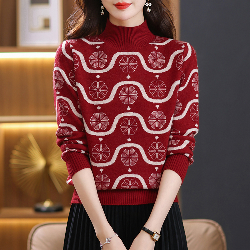 【绵羊毛】秋冬女装时尚半高领爆款百搭保暖内搭打底衫圆领加厚上衣