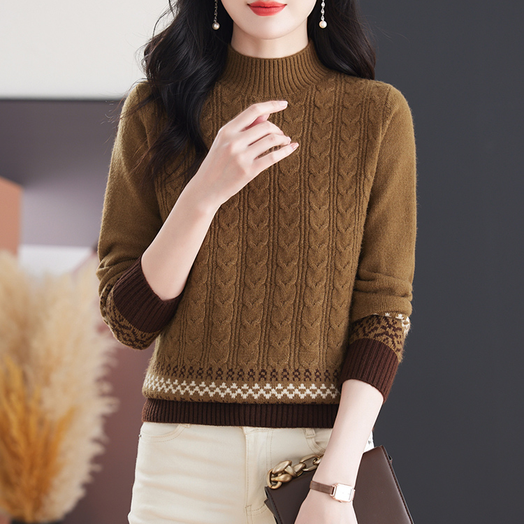 2024秋冬女装半高领爆款纯色百搭保暖内搭打底衫圆领加厚精致上衣