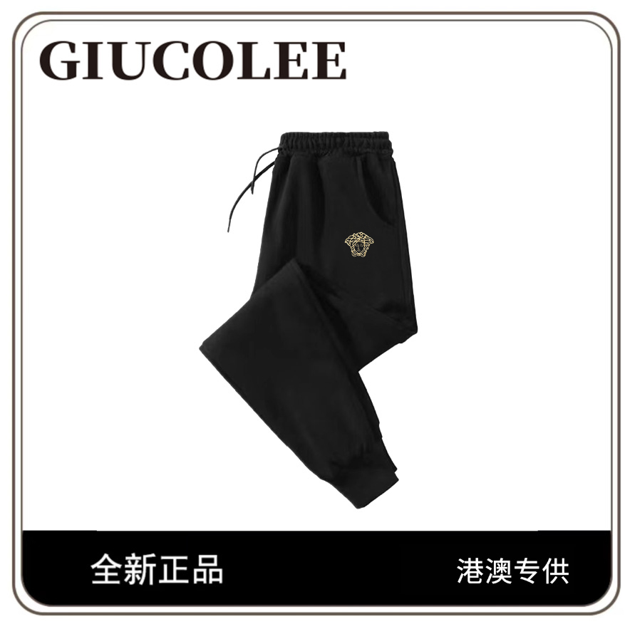 【港澳专供】时尚针织百搭情侣弹力刺绣小美杜莎宽松卫裤【加绒】卫裤