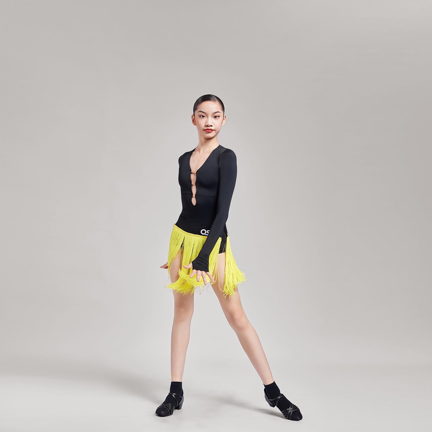 OSD赛事2024拉丁-自信气质时尚长袖连体露背成人练习服 OC24L4025