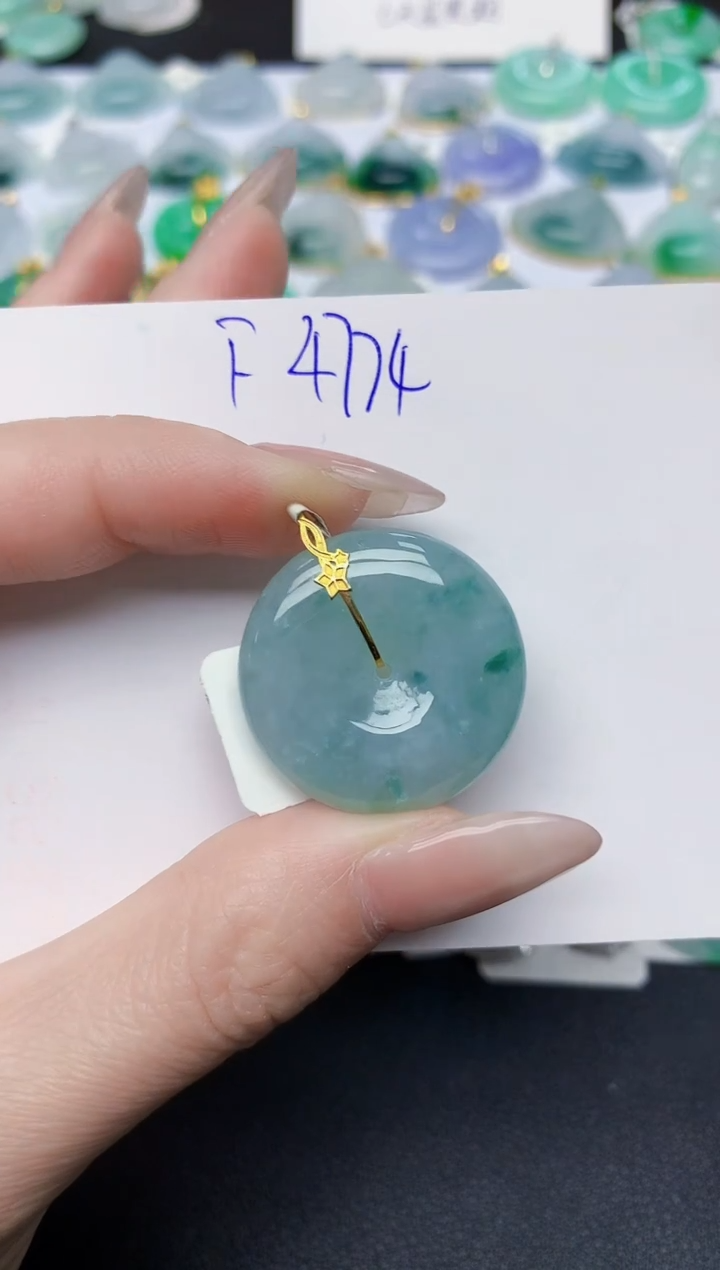 颈饰18K金镶嵌翡翠天然缅甸A货翡翠百元以上9元证书费自理